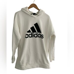 adidas Men’s White Crewneck Hoodie with Black Logo